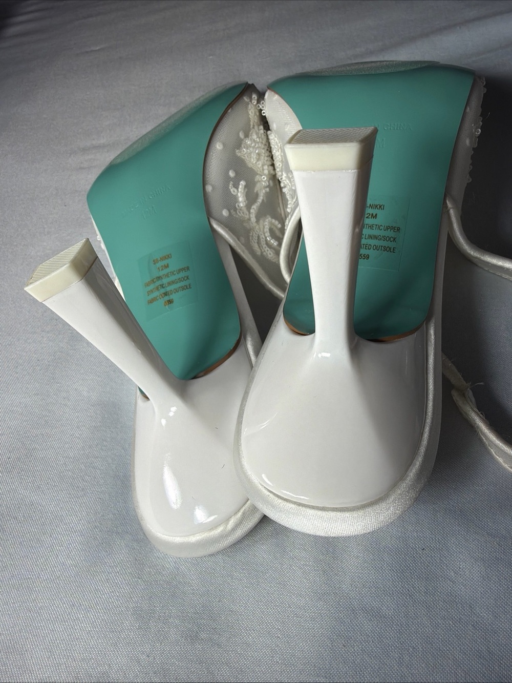 Betsey Johnson Ivory Beaded Embroidered Pointed Slingback Heels - Picture 9 of 11